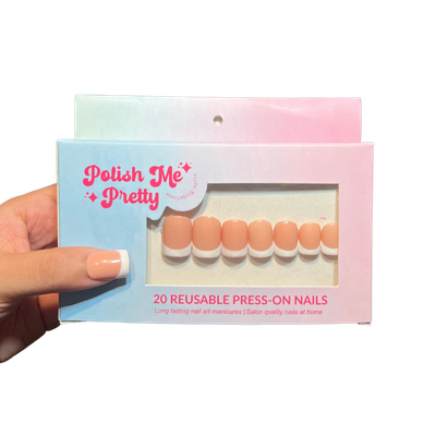 Polish Me Pretty Reusable Nails - French Manicure Short Square